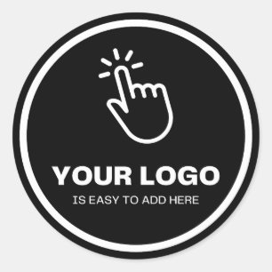 Easy Upload Your Logo Custom Low Minimums Black Classic Round Sticker