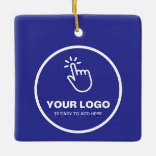 Easy Upload Your Logo Custom Low Minimums Blue Ceramic Ornament