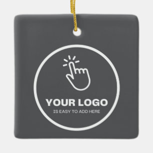 Easy Upload Your Logo Custom Low Minimums Gray Ceramic Ornament