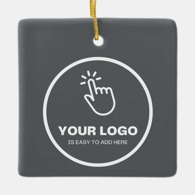 Easy Upload Your Logo Custom Low Minimums Gray Ceramic Ornament (Front)