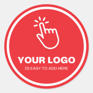 Easy Upload Your Logo Custom Low Minimums Red Classic Round Sticker