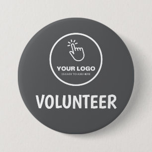 Easy Upload Your Logo Custom Volunteer Gray Button