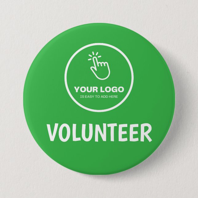 Easy Upload Your Logo Custom Volunteer Green Button (Front)