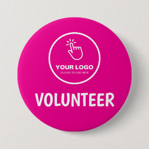 Easy Upload Your Logo Custom Volunteer Pink Button