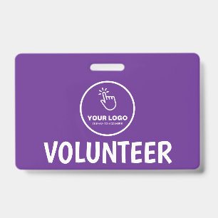Easy Upload Your Logo Custom Volunteer Purple Badge