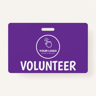 Easy Upload Your Logo Custom Volunteer Purple Badge