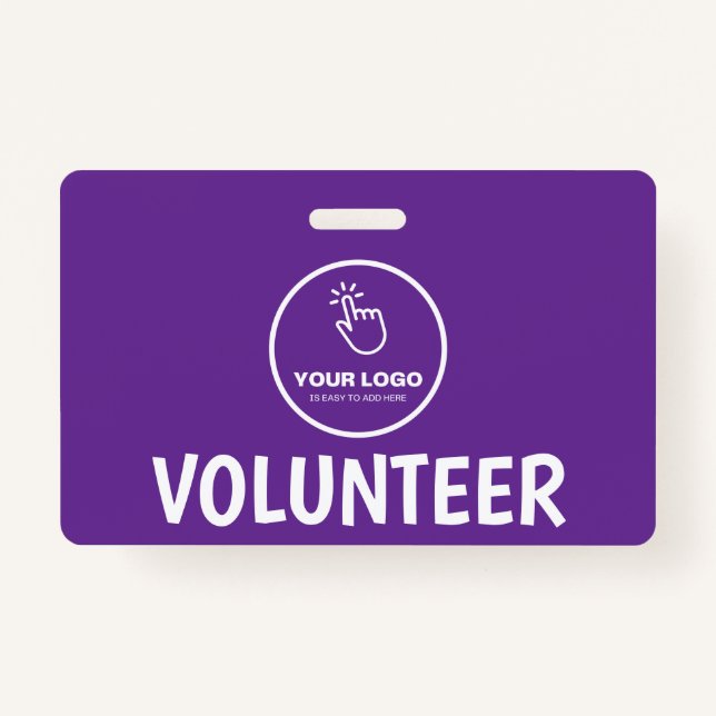 Easy Upload Your Logo Custom Volunteer Purple Badge (Front)