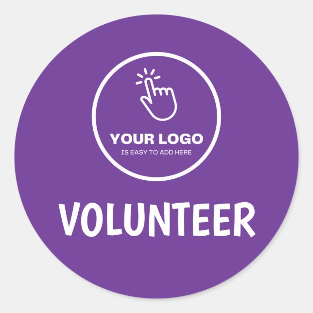 Easy Upload Your Logo Custom Volunteer Purple Classic Round Sticker (Front)