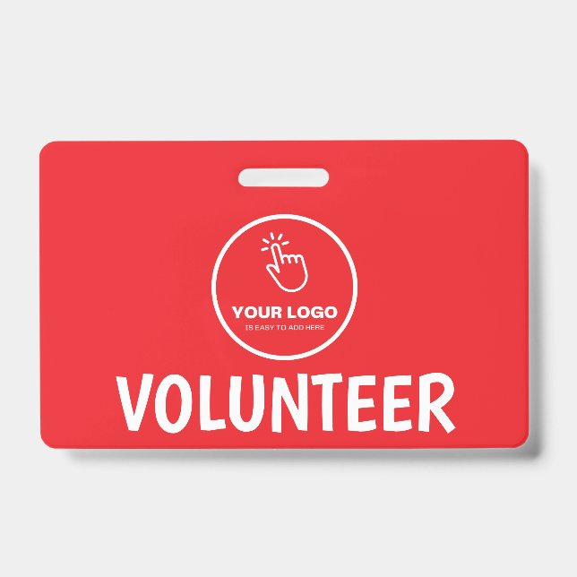 Easy Upload Your Logo Custom Volunteer Red Badge (Front)