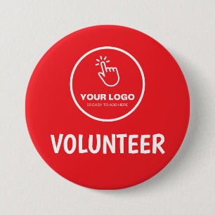 Easy Upload Your Logo Custom Volunteer Red Button