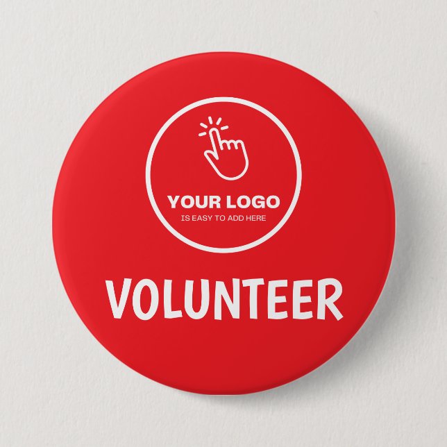 Easy Upload Your Logo Custom Volunteer Red Button (Front)