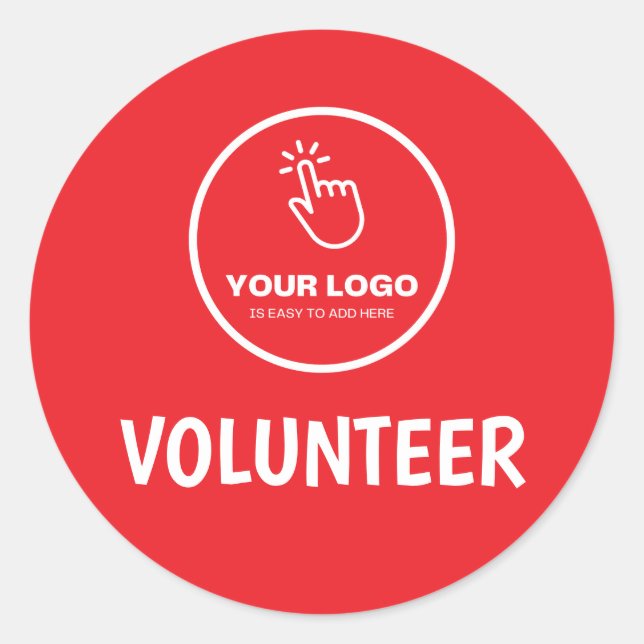 Easy Upload Your Logo Custom Volunteer Red Classic Round Sticker (Front)