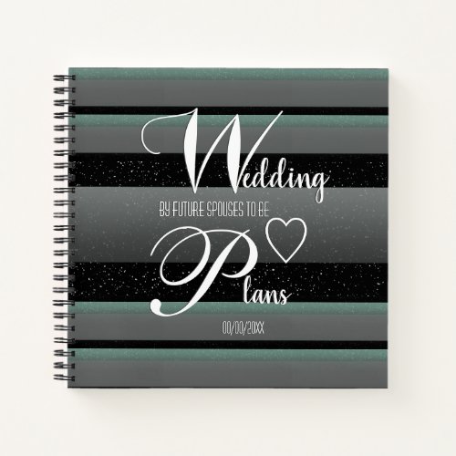 Easy Wedding Planning Mint Black White Striped Notebook