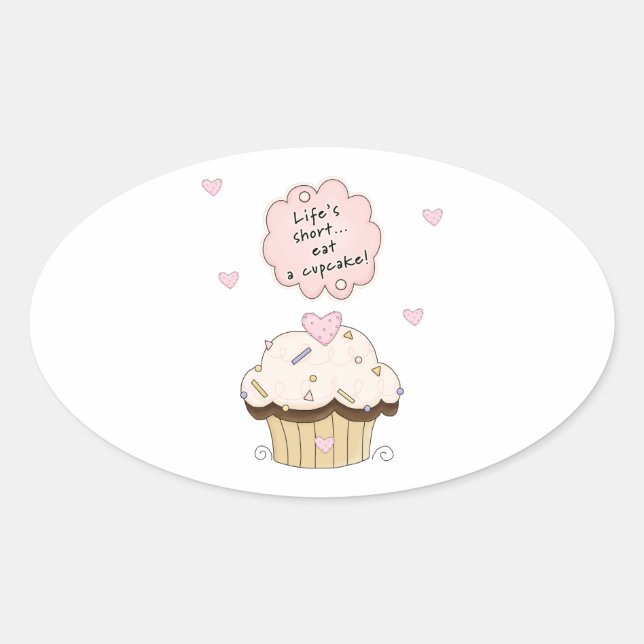 Eat A Cupcake Oval Sticker (Front)