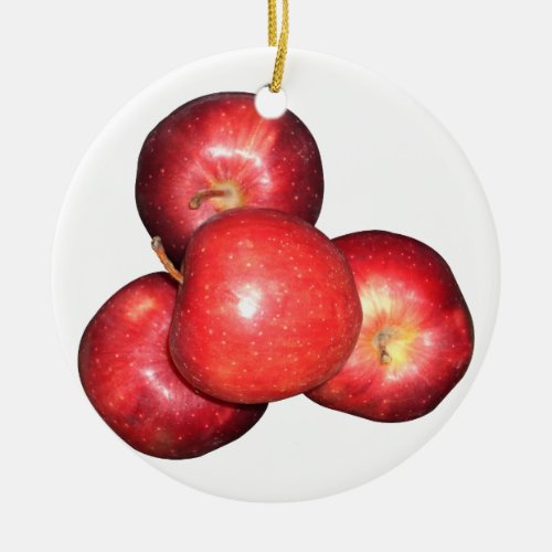 Eat an apple and go to bed ceramic ornament