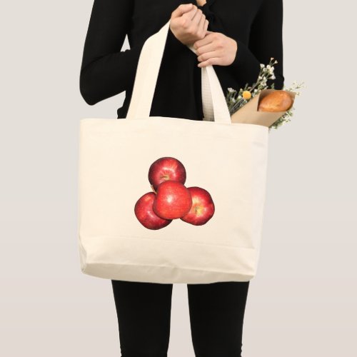 Eat an apple and go to bed large tote bag