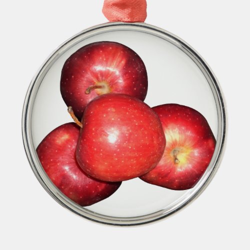 Eat an apple and go to bed metal ornament