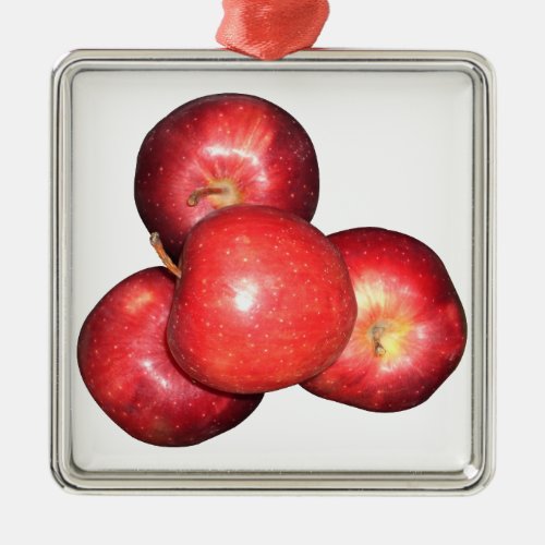 Eat an apple and go to bed metal ornament