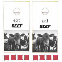 "Eat Beef" Calf Picture Cornhole Game Board