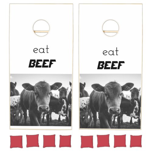 Eat Beef Calf Picture Cornhole Game Board