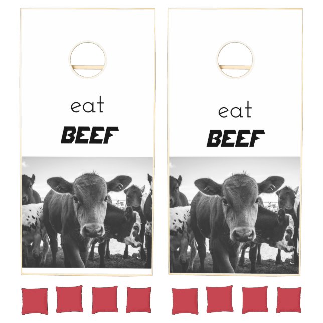 "Eat Beef" Calf Picture Cornhole Game Board (Set)