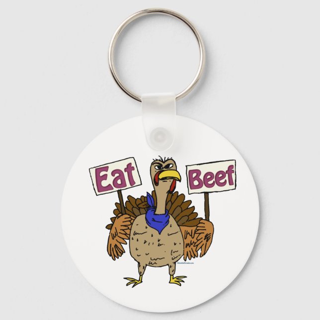 Eat Beef - Talking Turkey Keychain (Front)