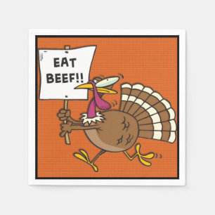 Eat Beef Thanksgiving Turkey Humor Dinner Napkins