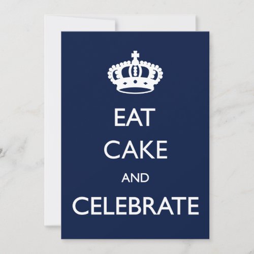 Eat Cake and Celebrate Birthday Invite- Navy