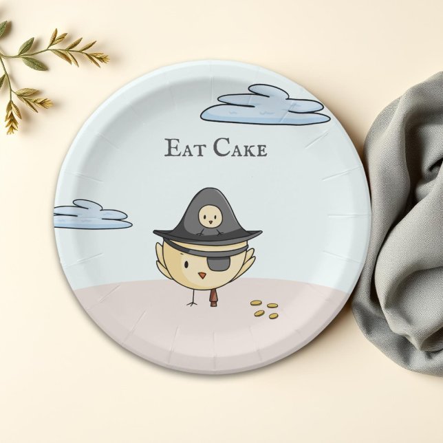 Eat Cake Cute Pirate Themed Party Personalized Paper Plates (Creator Uploaded)