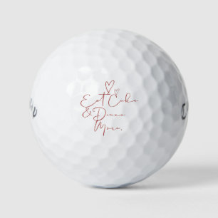 Eat Cake & Dance More Red Script Wedding Favors Golf Balls