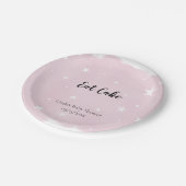 Eat Cake Pastel Pink Watercolor Star Baby Shower Paper Plates (Angled)