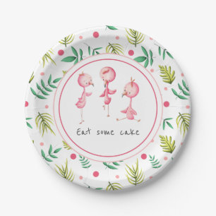 Eat Cake Tropical Floral Flamingo Party Paper Plat Plates