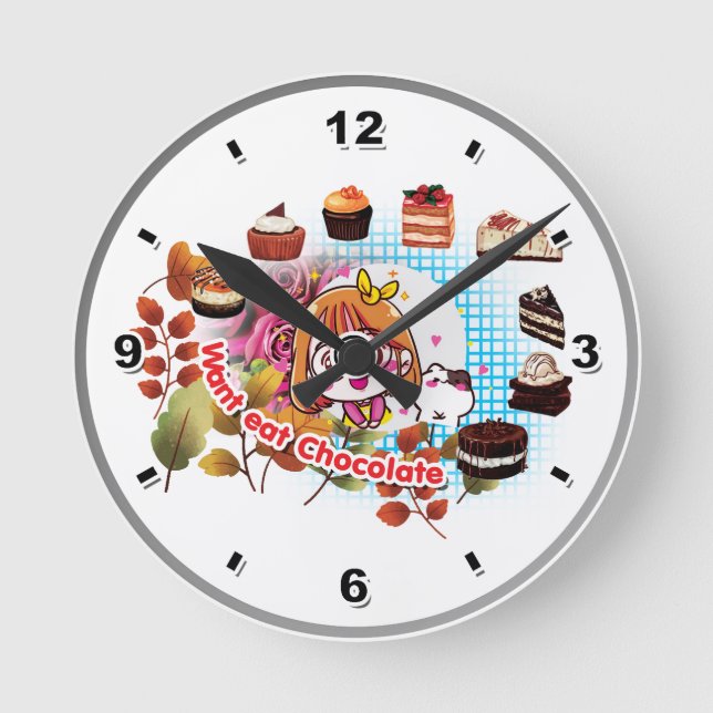 Eat Chocolate Cake-Clock Round Clock (Front)