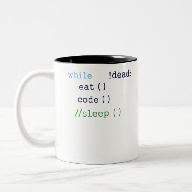 Eat Code Sleep Coder Programmer Software Developer Two-Tone Coffee Mug (Left)