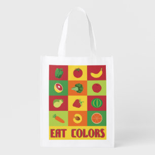 Eat Colors Fruit and Vegetable Modern Collage Grocery Bag