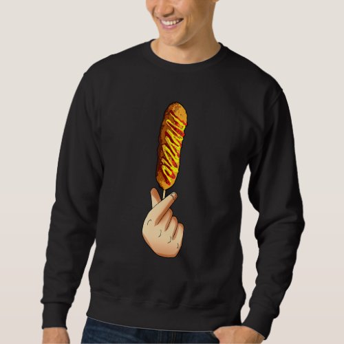Eat Corn Dog Sausage Funny Korean Corn Dog Foodie  Sweatshirt