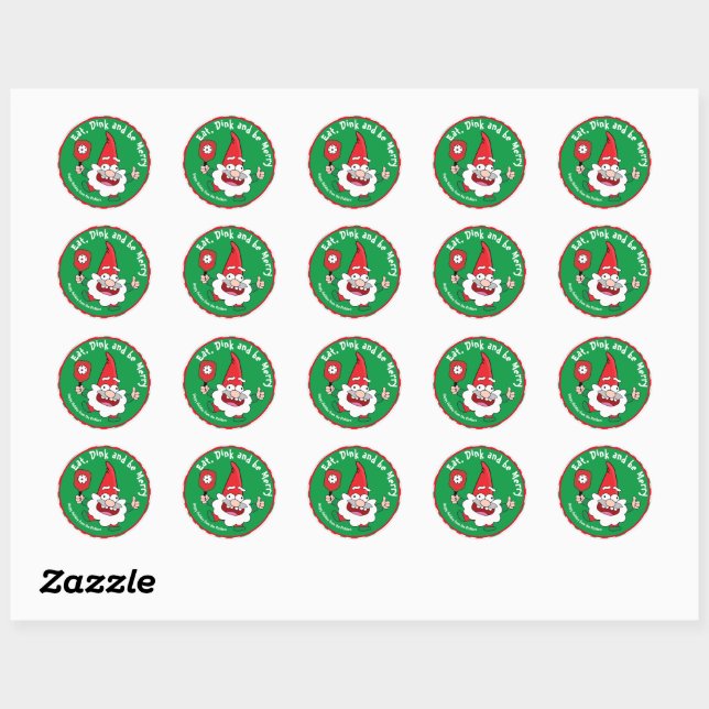 Eat, dink and be merry Christmas pickleball  Classic Round Sticker (Sheet)