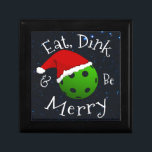 Eat Dink and Be Merry Christmas Pickleball Gift Box<br><div class="desc">Eat Dink and Be Merry Christmas Pickleball Santa Hat box makes a great gift for the pickleball player in your life.</div>