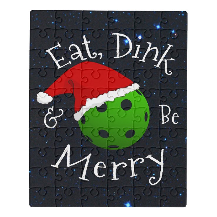 Eat Dink and Be Merry Christmas Pickleball Jigsaw Puzzle Zazzle