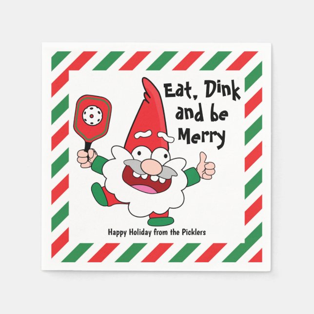 Eat, dink and be merry Christmas pickleball  Napki Napkins (Front)