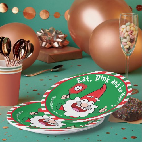 Eat dink and be merry Christmas pickleball  Paper Plates