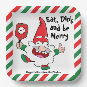 Eat, dink and be merry Christmas pickleball Paper Plates
