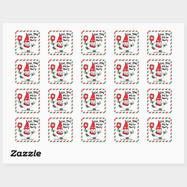 Eat, dink and be merry Christmas pickleball   Squa Square Sticker (Sheet)
