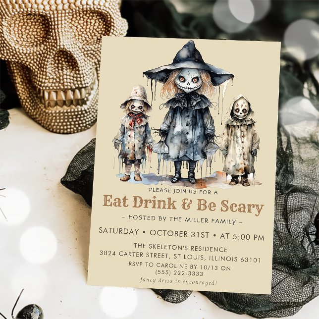 Eat Dink & Be Scary  Halloween Party Invitation (Creator Uploaded)
