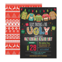 Eat, Drink an Be Ugly Ugly Christmas Sweater Party Invitation