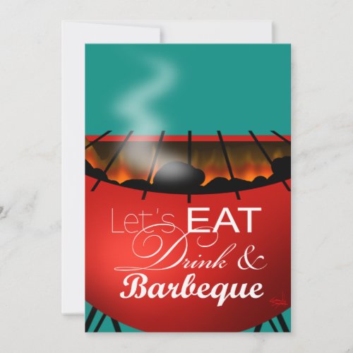 Eat Drink and Barbeque 4th of July Family BBQ Invitation