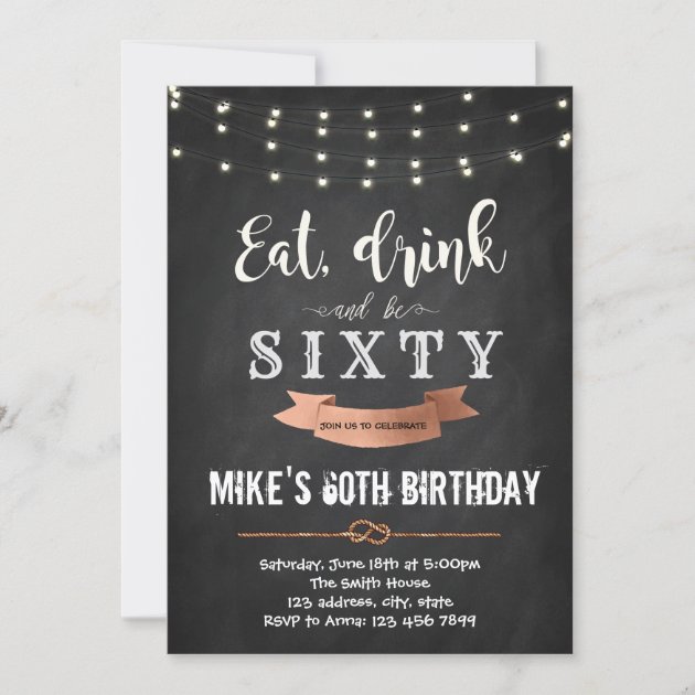 Eat Drink And Be 50th Birthday Invitation | Zazzle