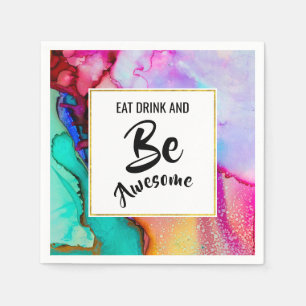 Eat Drink and be Awesome Abstract Marble Napkins