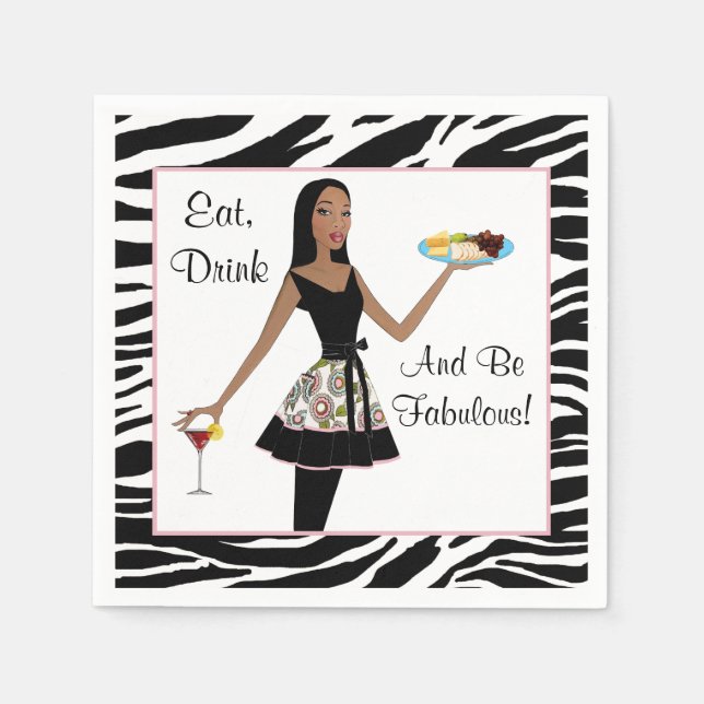 "Eat, Drink and Be Fabulous!" Paper Napkins (Front)