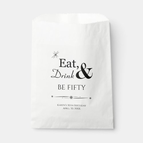 Eat Drink and Be Fifty Funky Retro 50th Birthday Favor Bag